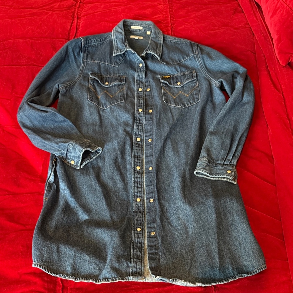 Wrangler Denim Long Sleeve Dress - Blue Denim: S